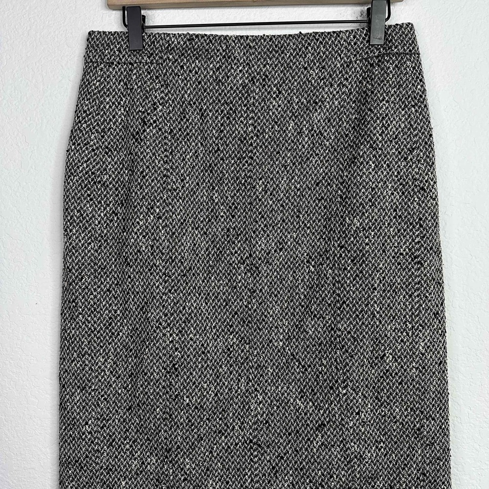 Carlisle Skirt Women 6 Black White Wool Blend Houndstooth Tweed Dark Academia